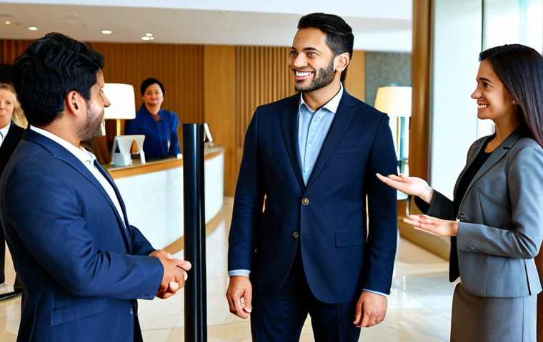 Modern Hotel Leader**

"A fully clothed, professional hotel manager in a modest business suit, standing in a modern hotel lobby, interacting with staff and a diverse group of guests. The scene exudes a welcoming and efficient atmosphere, with visible technological integrations like self-check-in kiosks. Safe for work, appropriate content, perfect anatomy, correct proportions, well-formed hands, natural body proportions, family-friendly."

**