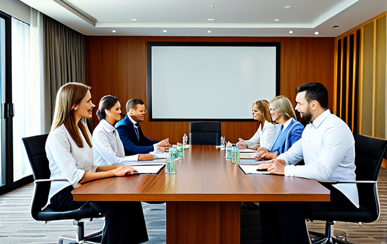 Hotel Team Collaboration**

"A diverse team of hotel staff in appropriate attire, collaborating around a table in a bright, modern conference room, discussing strategies. Fully clothed, professional setting, safe for work, perfect anatomy, natural proportions, family-friendly environment, well-formed hands, proper finger count."

**