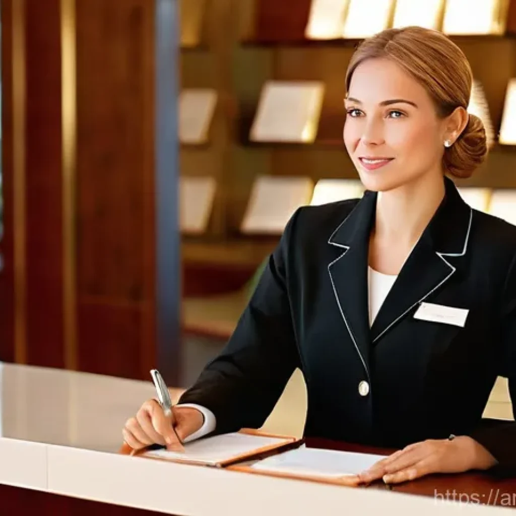 호텔 필기 시험 합격 경험담 - **Prompt 1: The Art of Empathetic Communication**
    "A sophisticated and welcoming hotel reception...