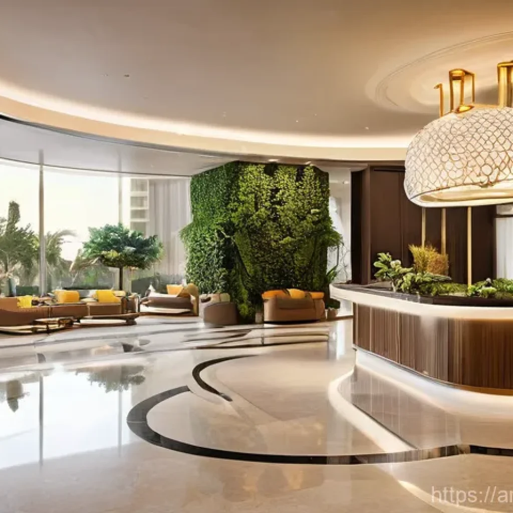 호텔 취업 성공률 높이는 비결 - **Prompt 1: Futuristic Hospitality & Sustainability in an Arabic Setting**
"A vibrant, ultra-mod...