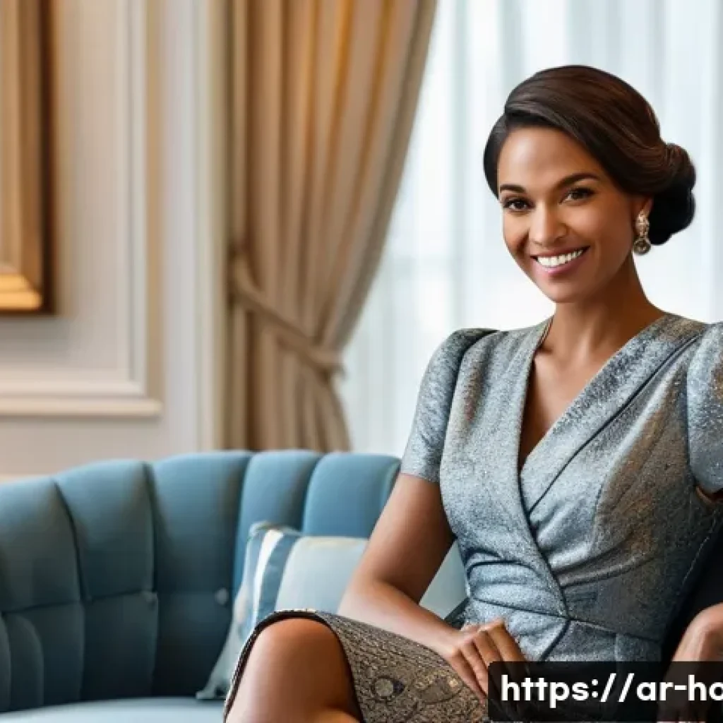 호텔 서비스 품질 관리 방법 - **Personalized Welcome in a Luxurious Suite**
A sophisticated, elegantly dressed woman in her ea...